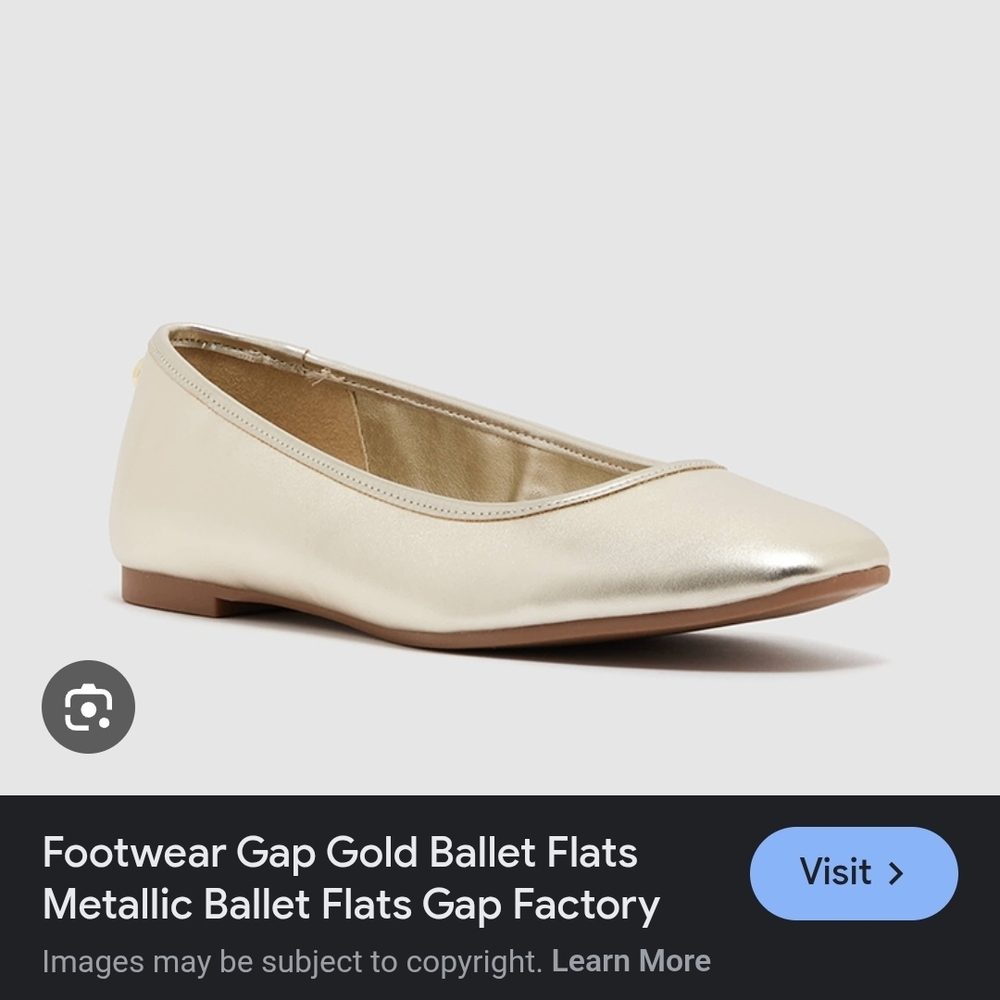 Gap Metallic Gold Ballet Flats Size 7 Vegan Faux Leather Cushy Insole